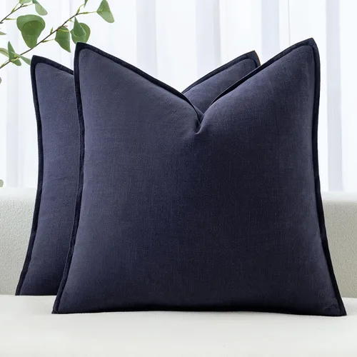 Miniatura 49 de MIULEE - Juego de 2 fundas de almohada decorativas de lino, estilo bohemio, rústico, neutral, para sofá, cama, 16 x 16 pulgadas, color marrón
