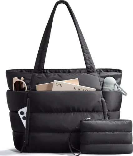 Bolsa Tote Acolchada para Mujeres, Bolsa de Mano de Trabajo Ligera y Esponjosa para Maestras y Enfermeras, Bolsa de Hombro Acolchada para Escuela,