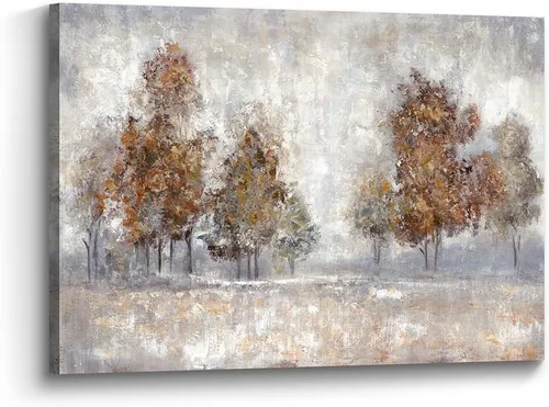 Miniatura 11 de Lienzo de pintura de árbol, arte de pared, bosque texturizado, paisaje, naturaleza, árboles, paisaje, ilustración, dormitorio, sala de estar