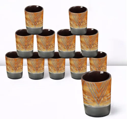 Miniatura 40 de Handicrafts Home Juego de 4 vasos de chupito hechos a mano, patrón entrecruzado de 6.5 onzas, chupitos de whisky vikingo naturales para cócteles