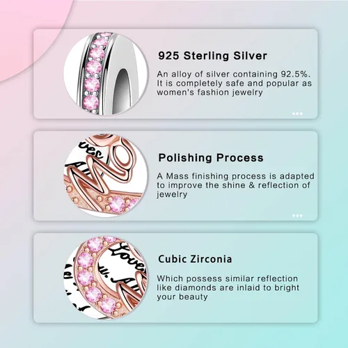 Miniatura 148 de LUXILLA Abalorio de plata de ley 925 para madre, hija, abuela, para familia, amor, madre, hija, abuela, para pulseras, collares, dijes, abalorios