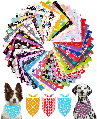 Miniatura 21 de PET SHOW 50 Pack Bandanas Navideñas para Perros Grandes XL Lavables Feliz Año Nuevo Bandanas en Triángulo a Granel Baberos para Perros Medianos