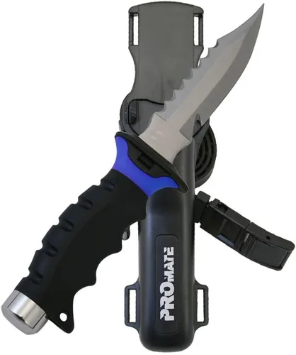 Miniatura 7 de Promate KF510-Negro, cuchillo de buceo de acero inoxidable con punta afilada