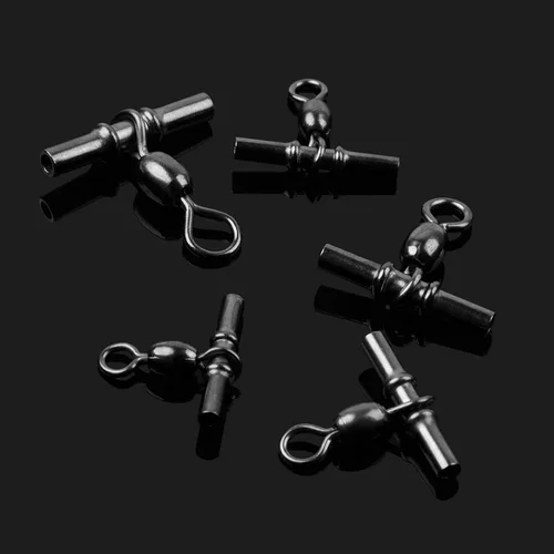 Miniatura 5 de AGOOL Mangas giratorias de pesca de 3 vías, 30 piezas de líneas cruzadas, aparejos de pesca en forma de T, grúa giratoria giratoria de triple barril