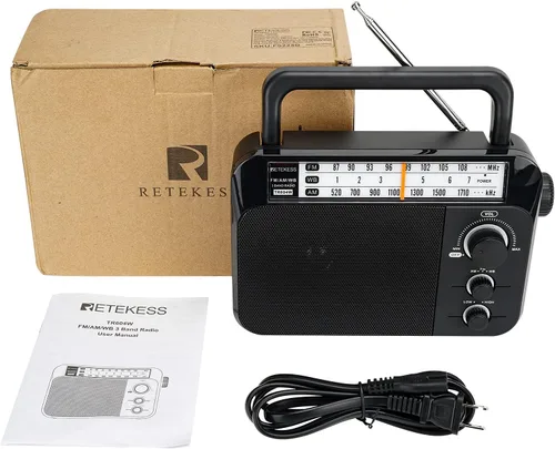 Miniatura 7 de Retekess TR604W AM FM NOAA Radio, Radios meteorológicas de emergencia portátiles con la mejor recepción, alimentadas por AC o batería D, con esfera