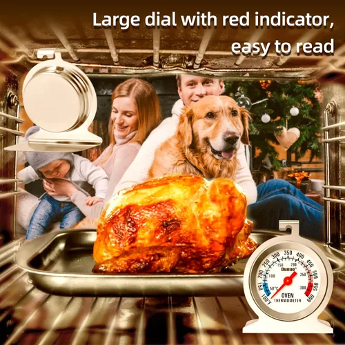 Miniatura 7 de Paquete de 2 termómetros de horno para horno de gas/eléctrico, medidor de temperatura de ahumador de 122.0-572.0 °F/100-600°F con acero inoxidable