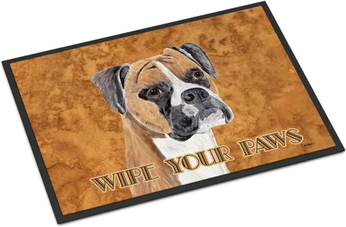 Caroline's Treasures SC9121JMAT Boxer Wipe Your Paws - Tapete para puerta delantera, 24 x 36 pulgadas, para interiores y exteriores, para entrada,