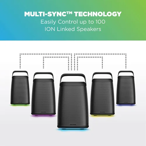 Miniatura 4 de ION Audio Acadia - Altavoz Bluetooth portátil de 30 W, impermeable, sonido estéreo de 360 grados, luces LED multicolor, refuerzo de graves