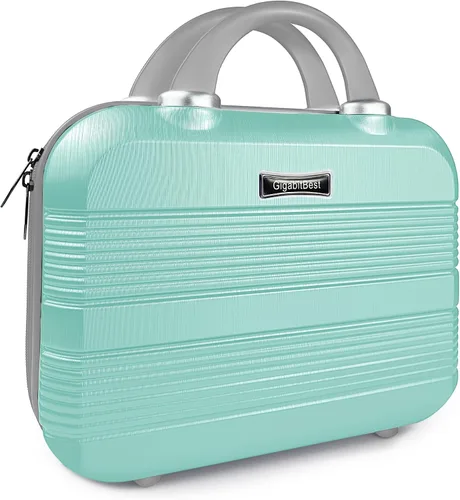 Miniatura 14 de Estuche de viaje portátil de maquillaje rígido de 14 pulgadas, elegante organizador de cosméticos de PC + ABS para mujer, resistente a los arañazos