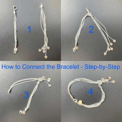 Miniatura 3 de Xfome Style cadena de cinco líneas de plata esterlina 925 con brazalete de pulsera de cinco corazones
