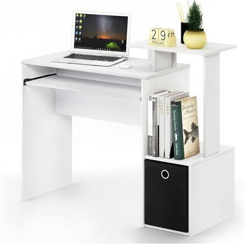 Miniatura 6 de Furinno Econ - Escritorio multiusos para computadora de oficina en casa, color blanco y negro Blanco/Negro