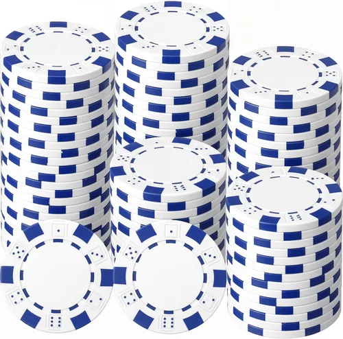 Miniatura 11 de 100 fichas de póquer de 0.41 oz ABS Monte Carlo, 0.05 oz fichas de bingo de 1.575 in, marcadores en blanco para conteo a granel para Blackjack y Rojo