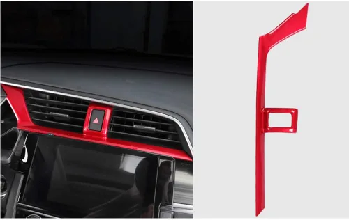 Miniatura 3 de BOYUER 3 unids ABS Control Central Salida de Aire Salida Decoración Cubierta Trim Adhesivo Para Honda Civic 2016 2017 2018 2019 2020 (Rojo)