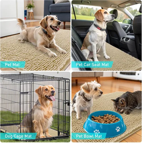 Miniatura 7 de OLANLY - Tapete para puerta de perro y patas sucias, absorbe la humedad y la suciedad, antideslizante, lavable, de felpilla de secado rápido