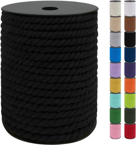 Miniatura 35 de JeogYong Cordón de macramé de 8mm, cuerda de lana de macramé de algodón natural de 131 pies, cordón de algodón trenzado de 3 hebras, hilo de macramé