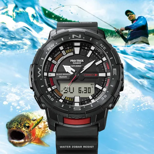 Miniatura 4 de Casio Pro Trek Bluetooth Connected Angler Line - Reloj deportivo con correa de resina para hombre