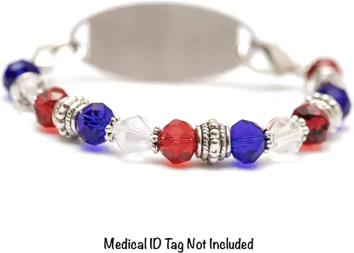 Miniatura 28 de Pulsera elástica de alerta médica, pulsera de identificación médica de repuesto intercambiable, etiqueta de identificación no incluida, cristales