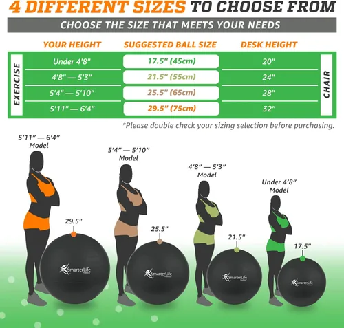 Miniatura 6 de SmarterLife - Pelota de yoga y ejercicio para fitness, equilibrio, estabilidad o embarazo, pelota para entrenamiento de tronco y terapia física