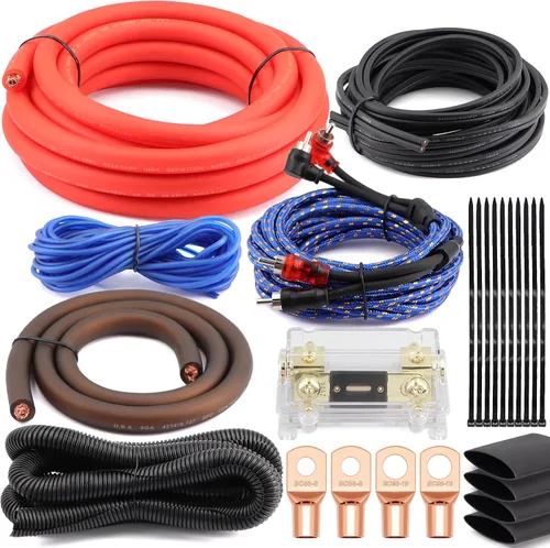 Miniatura 7 de Kit de cableado de amplificador CCA de calibre 0 3000 W completo, cable de alimentación de audio de automóvil de aluminio revestido de cobre
