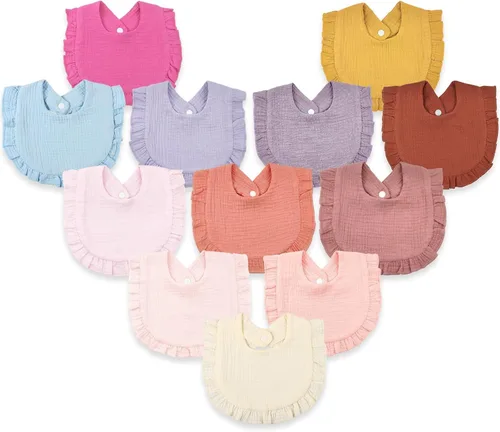 Miniatura 7 de Baberos de muselina para bebé para babeo y dentición Baberos para babeo de recién nacido para bebé niña o niño Albaricoque