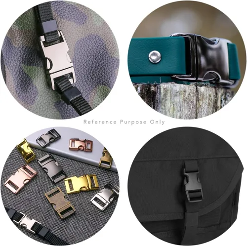 Miniatura 8 de CRAFTMEMORE Hebilla de liberación lateral curvada de metal de 1 pulgada para cinturón, mochilas, collar de perro, paquete de 2 Oro