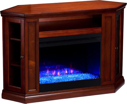 Miniatura 12 de SEI Furniture Claremont Chimenea de esquina eléctrica convertible que cambia de color, color cereza