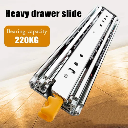 Miniatura 2 de 1 par de corredores de cajón industrial de 2.992 in de ancho, resistente, 485 lb, extensión completa con rodamientos de bolas con cerradura