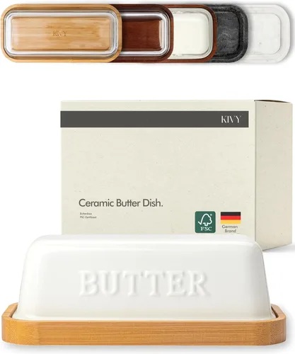 Miniatura 9 de Mantequera de vidrio KIVY con tapa hermética que mantiene la mantequilla suave - Para encimera y estante de la puerta del refrigerador - Bandeja