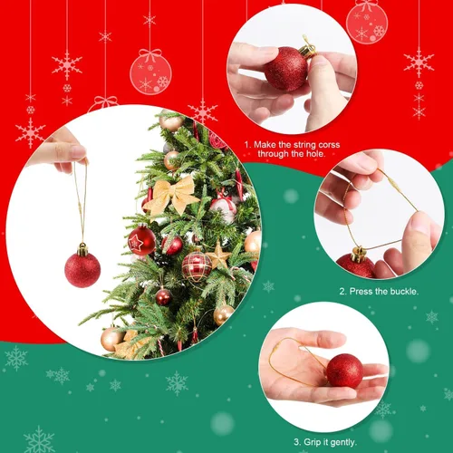 Miniatura 7 de PureGuard Perchas de cuerda para adornos de Navidad, 200 piezas de ganchos de cuerda para adornos de árbol de Navidad, ganchos precortados