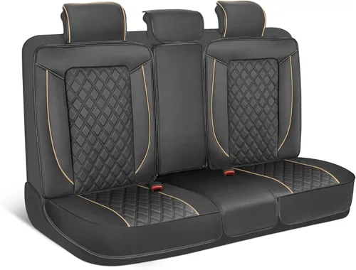 Miniatura 23 de MotorBox Haven Series - Fundas de asiento de piel de napa, para automóviles, edición Lux, fundas de asiento delantero con costuras de diamante