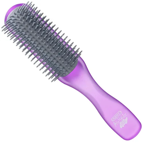 Miniatura 10 de Kent AHGLO01 Airhedz Glo Blue Cepillo de pelo desenredante estrecho medio redondo – 9 filas iónico antiestático no rayado largo cerdas de nailon