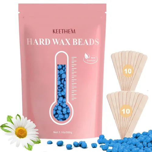 Miniatura 8 de Perlas de cera dura sin dolor y varillas para depilación de cuerpo completo para mujeres y hombres – 1.1 lb/17.6 oz granos de cera con 20 varillas