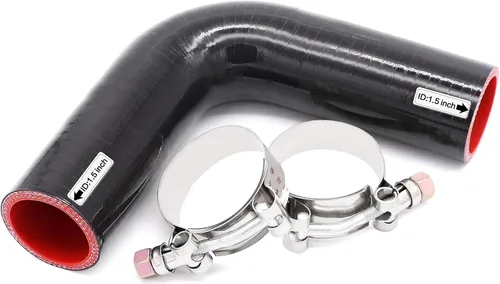 Acoplador de codo de 90 grados de 4 capas de manguera de silicona de 1.5 pulgadas (38 mm) con abrazaderas de perno en T para tubo de admisión de