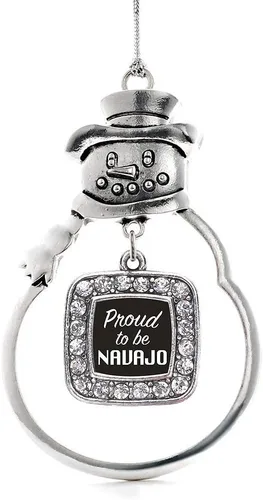 Miniatura 213 de Inspired Silver - Adorno de rodillo de reina - Adorno cuadrado de plata con muñeco de nieve con joyas de circonita cúbica