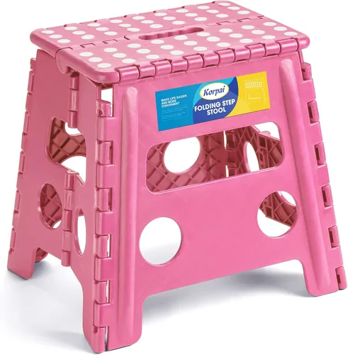 Miniatura 25 de Korpai Taburete plegable de 16 pulgadas para adultos y niños con capacidad para hasta 300 libras, taburetes plegables antideslizantes con mango