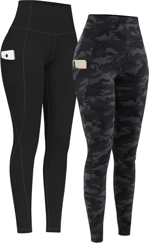 Miniatura 27 de PHISOCKAT Paquete de 2 pantalones de yoga de cintura alta con bolsillos, leggings de control de abdomen, leggings de yoga elásticos en 4 direcciones
