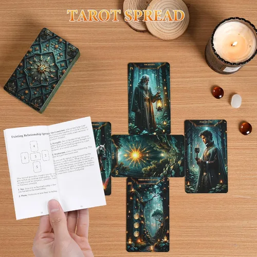 Miniatura 7 de Juego de cartas de tarot con libro guía para principiantes, juego de tarot único original y bonito Oracle con guía de tamaño estándar, 78 cartas