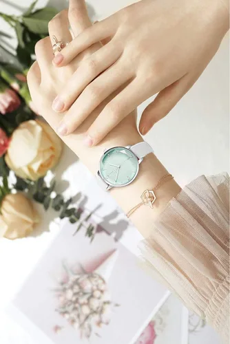 Miniatura 7 de SK - Reloj de pulsera para mujer, correa de piel, de cuarzo, reloj de lujo japonés de cuarzo.