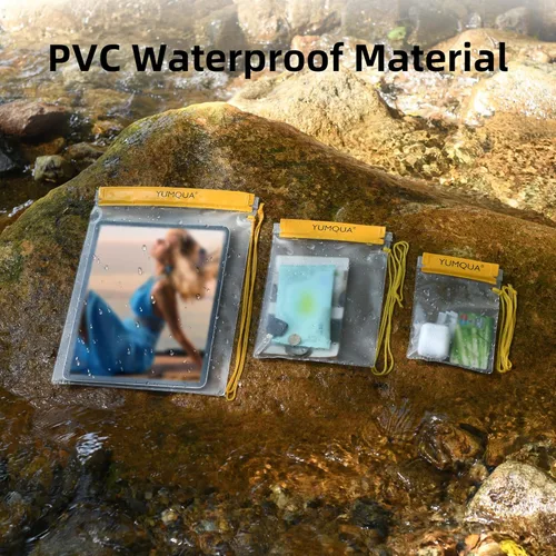 Miniatura 3 de YUMQUA Bolsa impermeable transparente, bolsa impermeable para documentos, soporte para pasaporte, funda hermética para mapas, bolsa impermeable a