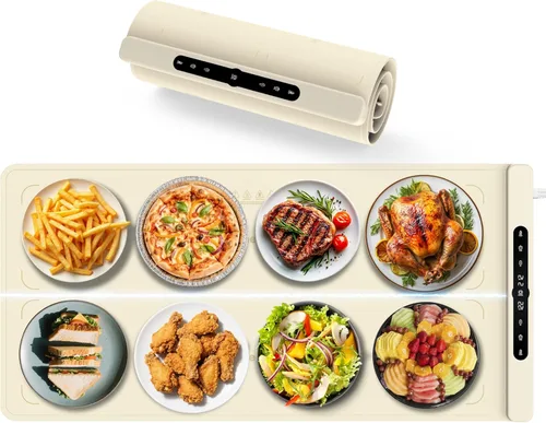 Newise Tapete de calentamiento de grafeno para alimentos con control de doble zona | Bandeja de calefacción eléctrica XXL de 36" x 17" pulgadas | 6