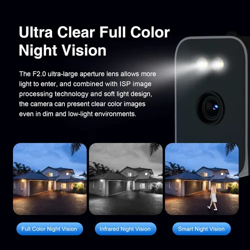 Miniatura 5 de EVERSECU Cámara bala WiFi con cable de 2K para exteriores, baterías de 5000 mA para corte de energía, detección humana, compatible con Alexa