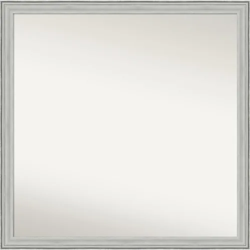 Miniatura 302 de Amanti Art Espejo de baño plateado para sobre fregadero, 25 x 25 pulgadas, espejo de tocador cuadrado estrecho de níquel cepillado, marco de madera