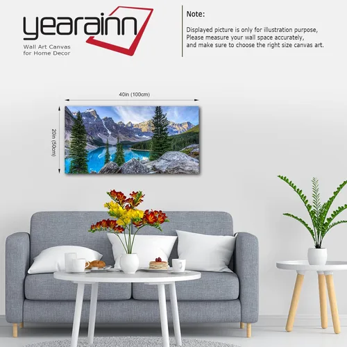 Miniatura 2 de Lienzo decorativo para pared, diseño de lago de montaña, ilustraciones de naturaleza grande, lago Moraine alimentado glacialmente, parque nacional
