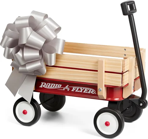 Miniatura 7 de Radio Flyer Mini vagón de acero y madera para niños, vagón de juguete de 19 pulgadas para niños de 1.5 años en adelante, versión de tamaño de juego