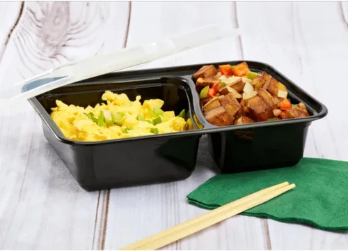 Miniatura 8 de Karat Contenedores de preparación de comidas [30 oz - 150 unidades] 2 compartimentos, contenedores reutilizables y desechables para llevar con tapas