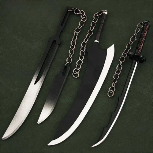 Miniatura 8 de FunBoat Ichigo Bankai - Llavero de espada - La verdadera Tensa Zangetsu y doble hoja de zangetsu de anime, regalo para niños, adolescentes, mujeres