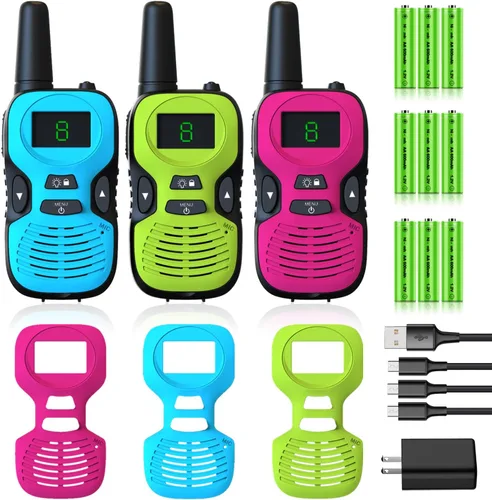Miniatura 7 de Walkie Talkies para niños 3Pack de largo alcance: juguetes para niños de 8 a 12 años - regalos para niñas de 6 a 8 y 8 a 10 años Walky Talky
