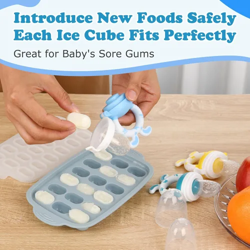 Miniatura 4 de Moldes para paletas de leche materna y alimentador de frutas para bebés, bandeja de silicona para congelador, contenedor de almacenamiento