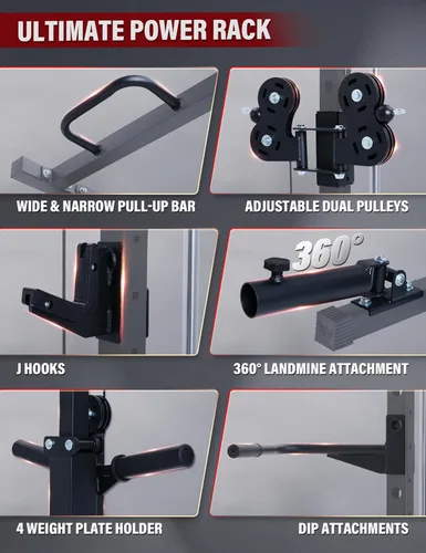 Miniatura 4 de MAJOR FITNESS Drone3 Smith Machine, 2500 libras todo en uno para gimnasio en casa con sistema de polea doble para cable cruzado, barras de dominadas