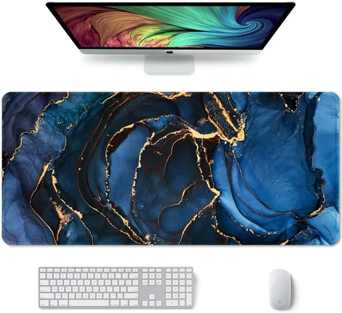 Miniatura 9 de Auhoahsil Alfombrilla grande para mouse, tamaño XXL, extendida de 35 x 15 pulgadas, base de goma antideslizante, bordes cosidos, superficie 03